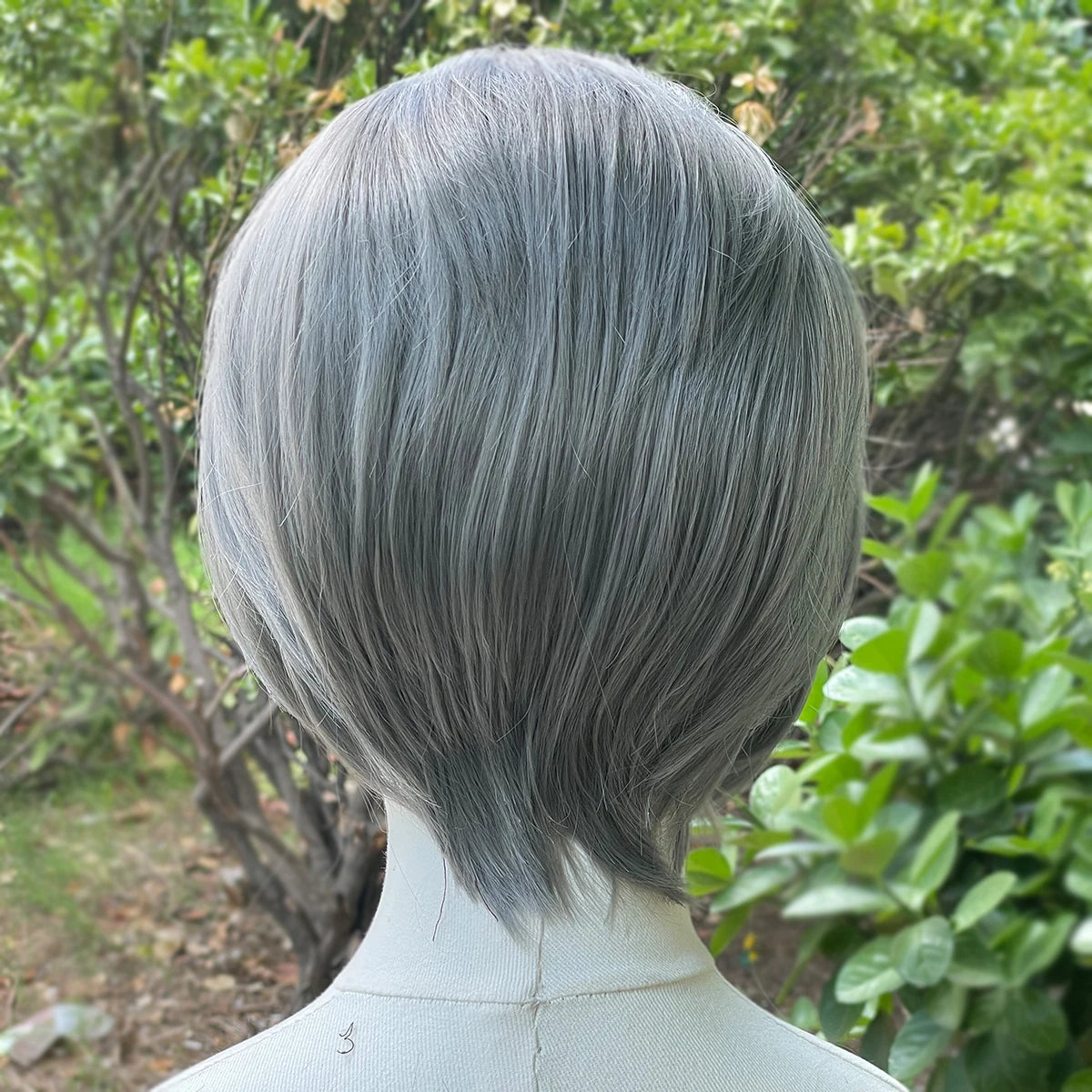 Dark Grey Bob Cut Lace Front Wig - Heat Resistant &amp; Glueless Design
