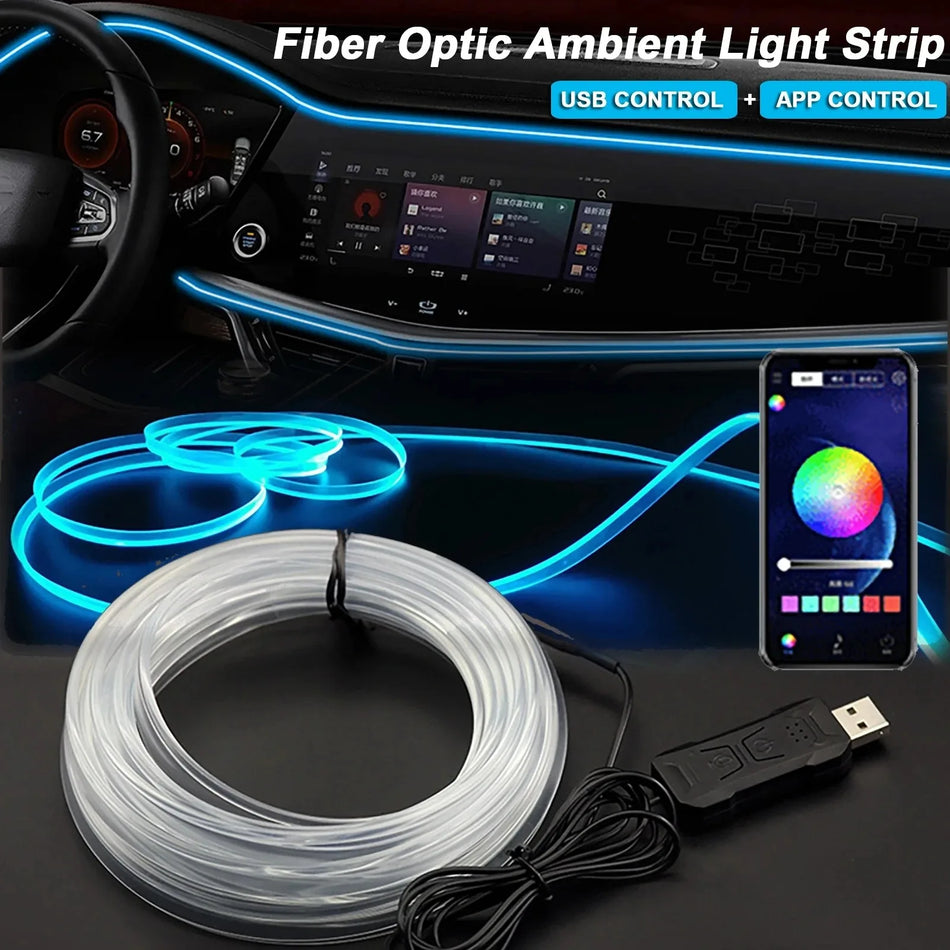 Striscia LED RGB per Auto con Controllo APP Lampada Atmosferica Alimentata USB 2-5M