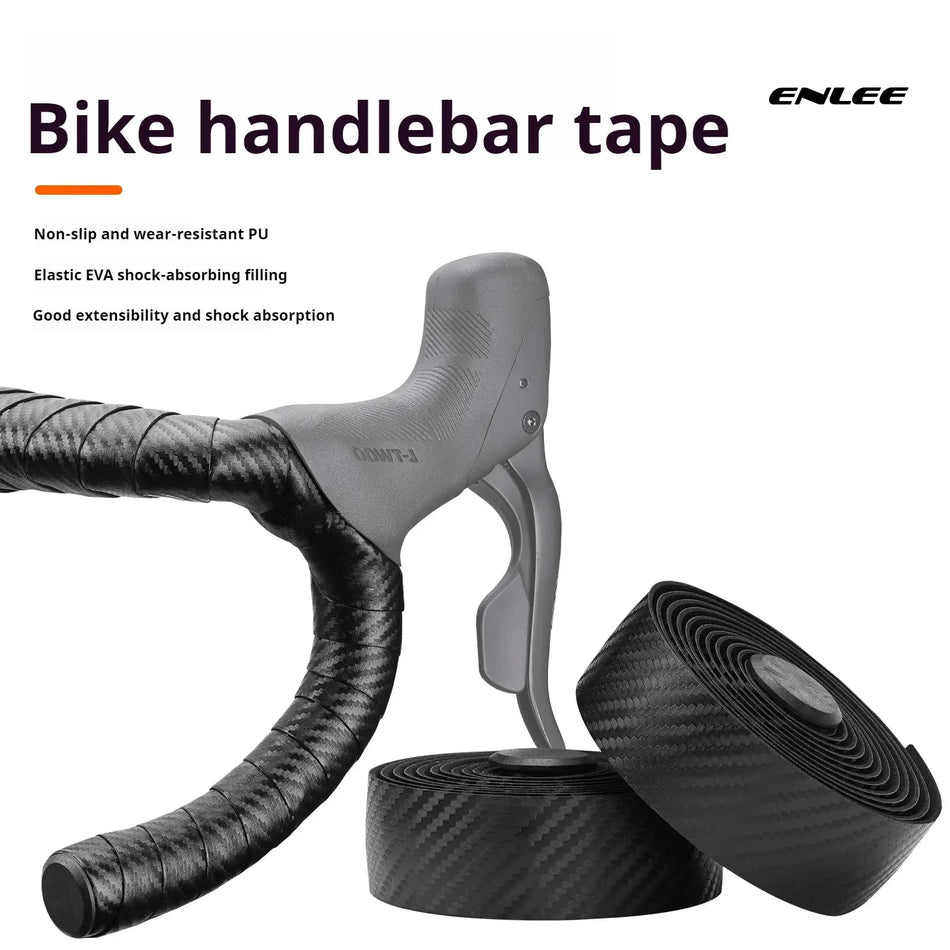 ENLEE Road Bike Handlebar Straps Carbon Fiber Textured Straps EVA Anti-Slip Breathable Shock-Absorbing Handlebar Straps by InterCyprus Trading Ltd