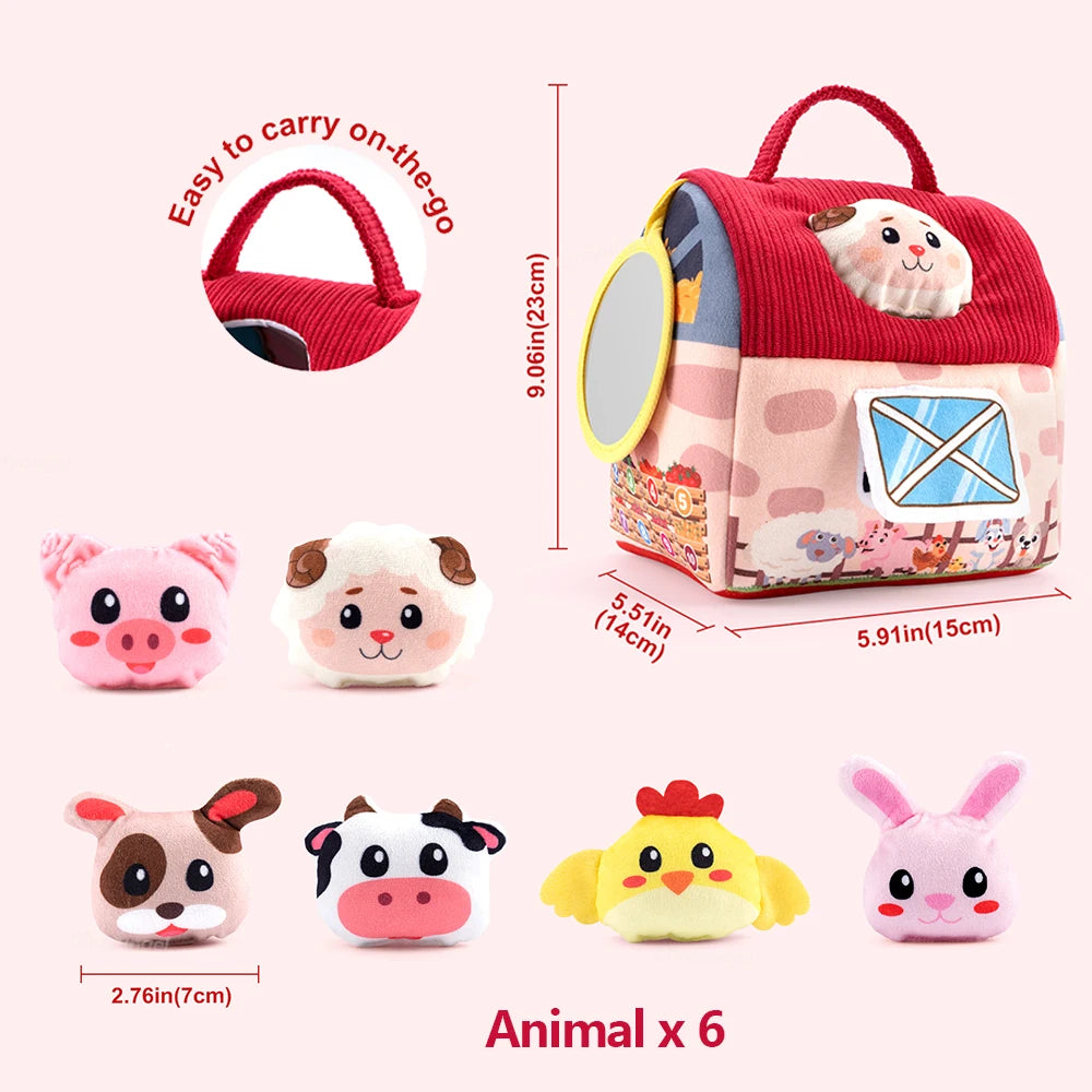 Plush Barn With Farm Animals &ndash; Sensory Montessori Toy without Box