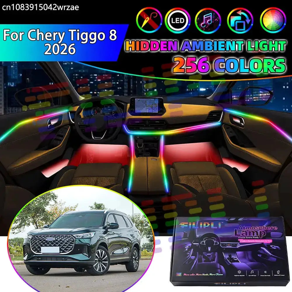 For Chery Tiggo 8 2026 Lepas L8 Fulwin RGB Car Interior Ambient Lights Strips Breathing Lighting Kit App Control LED strips Auto by InterCyprus Trading Ltd