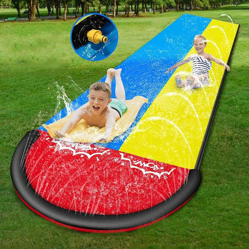 Outdoor Garden Racing Double Water Slide Mat &ndash; Endless Summer Fun