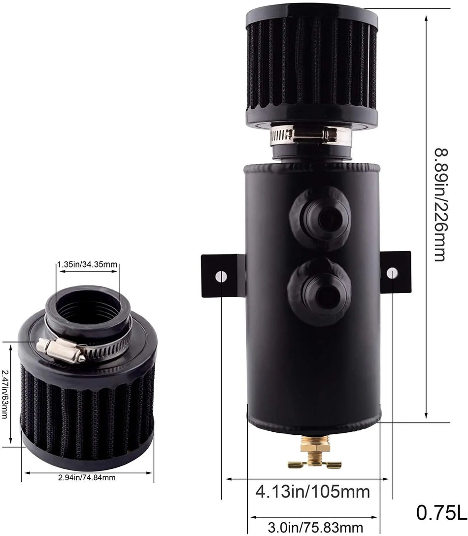 Univerzální hliníková 750ml nádoba na olej s 10AN filtrem pro odvětrání