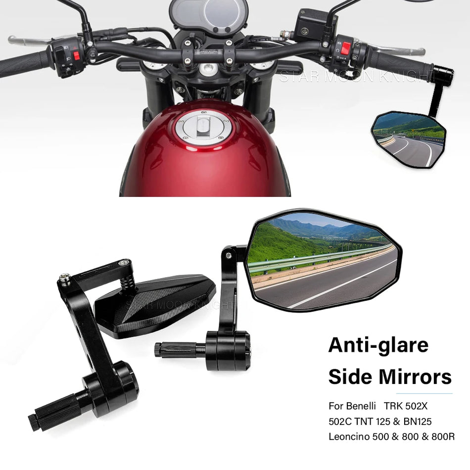 Καθρέφτες Πλευρικοί Benelli για 502C, TNT 125, TRK 502X, Leoncino 800R και 500, CNC Αλουμίνιο, Ρυθμιζόμενοι Καθρέφτες Οπισθοπορείας