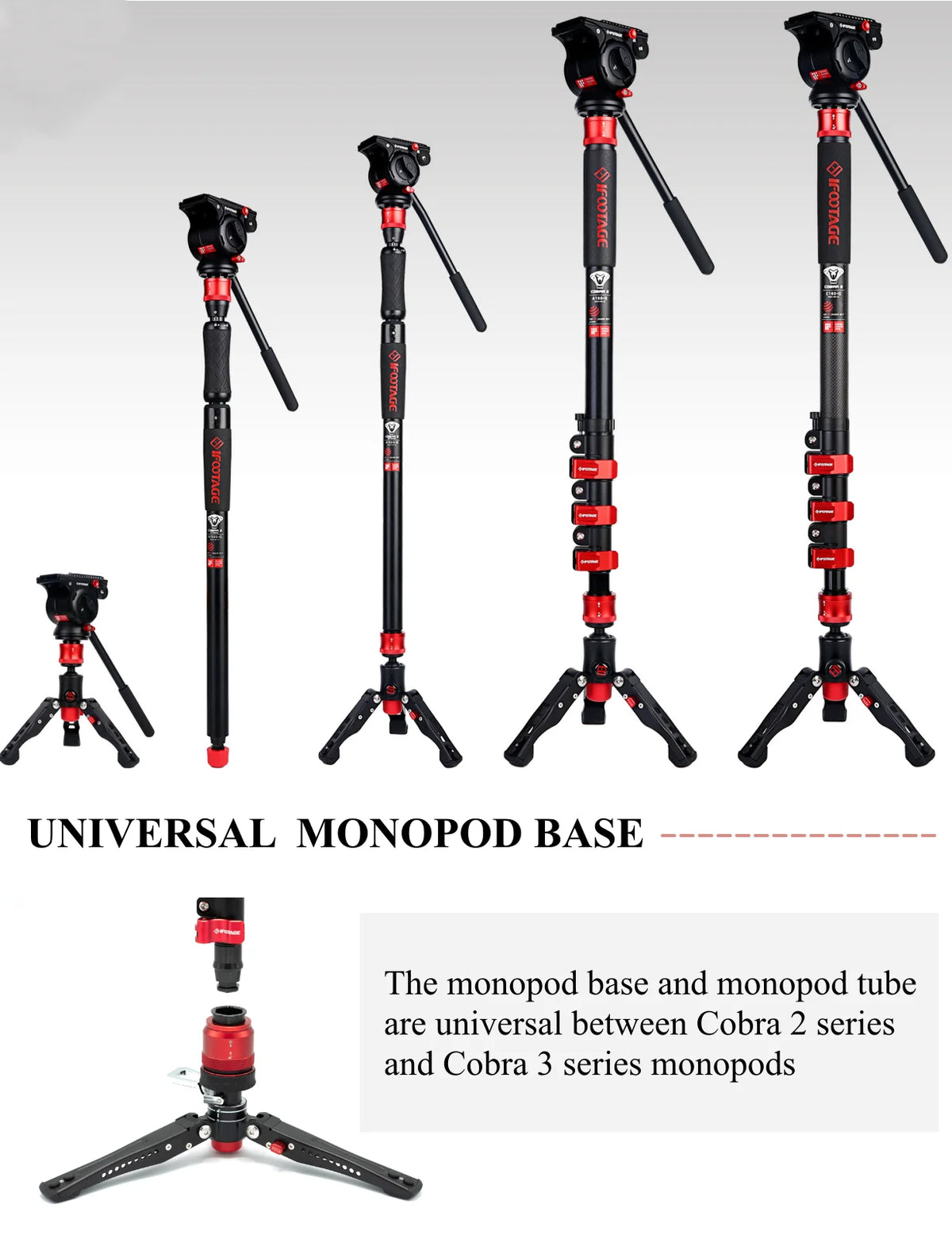 IFOOTAGE Cobra 3 C180F-P Monopod &ndash; Carbon Fiber Travel