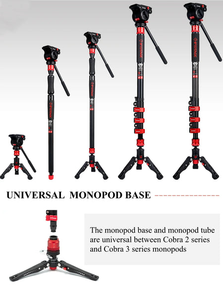 IFOOTAGE Cobra 3 C180F-P Monopod &ndash; Carbon Fiber Travel