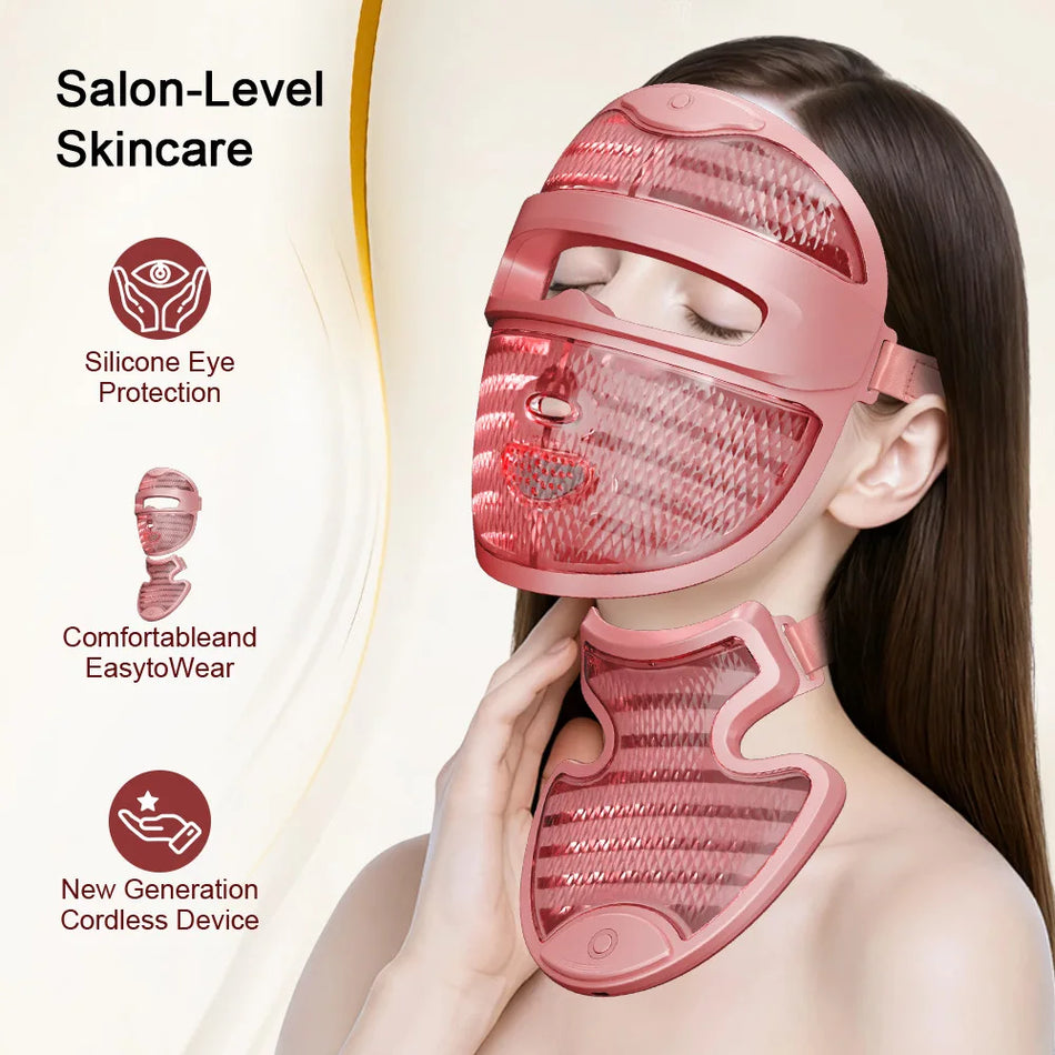 7-Color Photon LED Face Mask With Neck Red Light Therapy For Skin Brightening