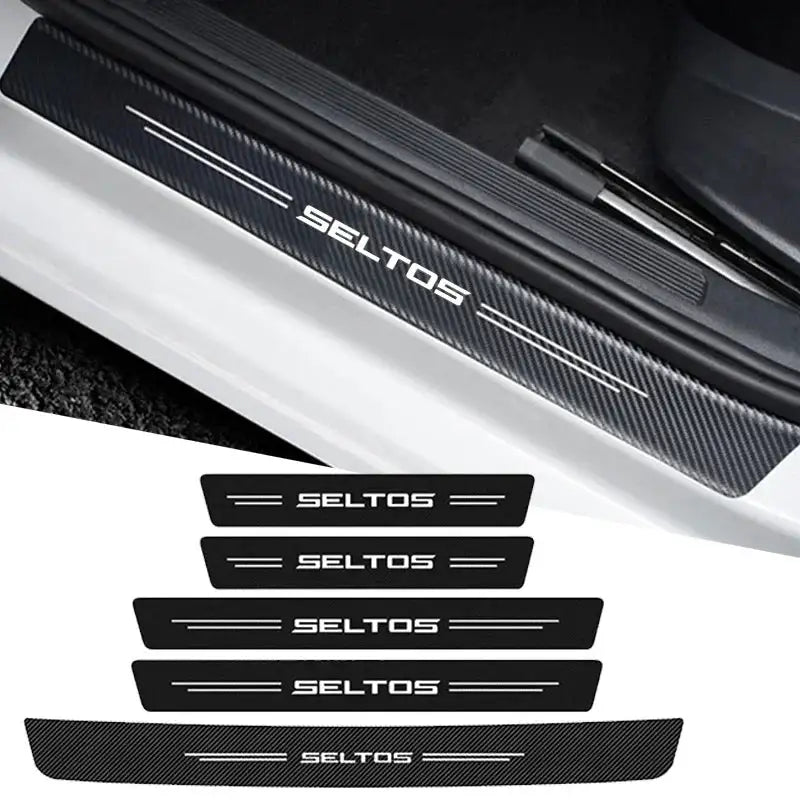 Kia Seltos Door Sill Protector Carbon Fiber Stripe