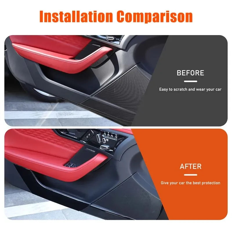 Autocollant de panneau de protection de porte en PVC noir pour Jaguar F Type, ensemble de 4 pièces