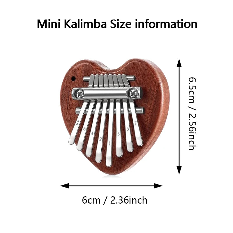 Mini 8-Key Thumb Heart-shaped Kalimba Piano Set &ndash; Portable