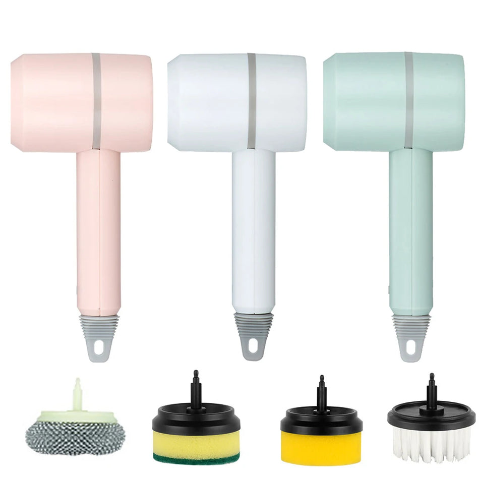 Cordless Cleaning Brush USB Rechargeable With 4 Heads