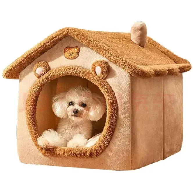 Versatile Velvet Pet House for Dogs and Cats - Washable and Dismantleable Browa / S