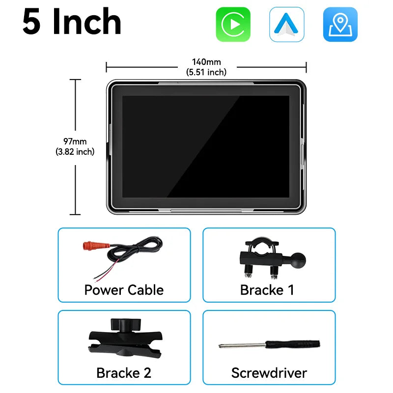 VENBES 5 Inch Motorcycle Navigation &ndash; IP67 Waterproof with Wireless Carplay 5 Inch Navigation / CHINA