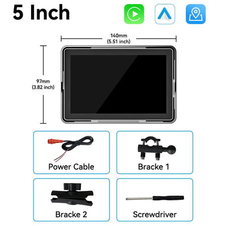 VENBES 5 Inch Motorcycle Navigation &ndash; IP67 Waterproof with Wireless Carplay 5 Inch Navigation / CHINA