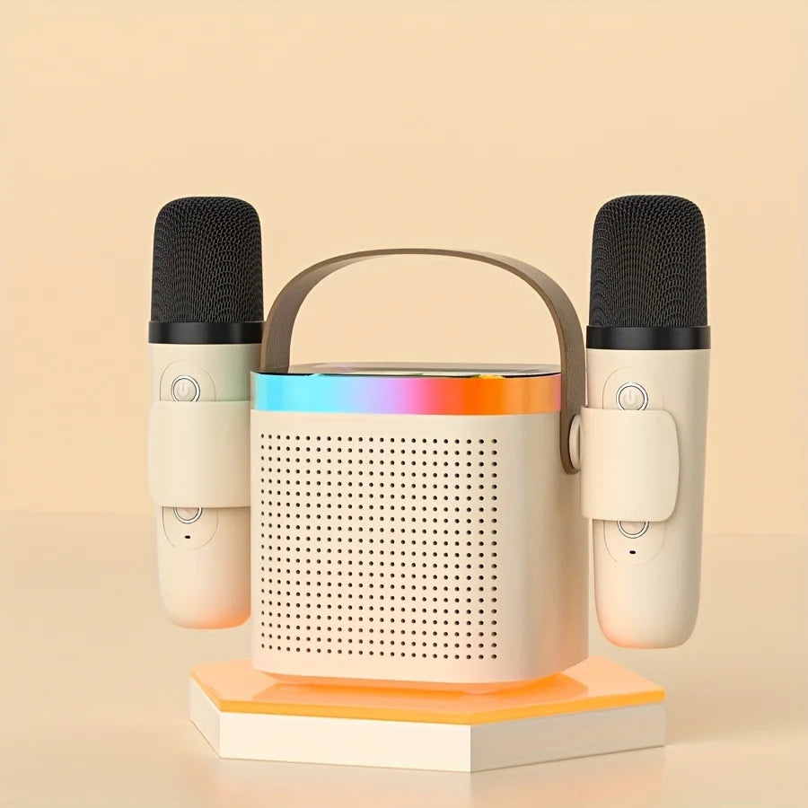 TANALAZ K8 Karaoke Machine &ndash; Wireless Microphones Included Beige