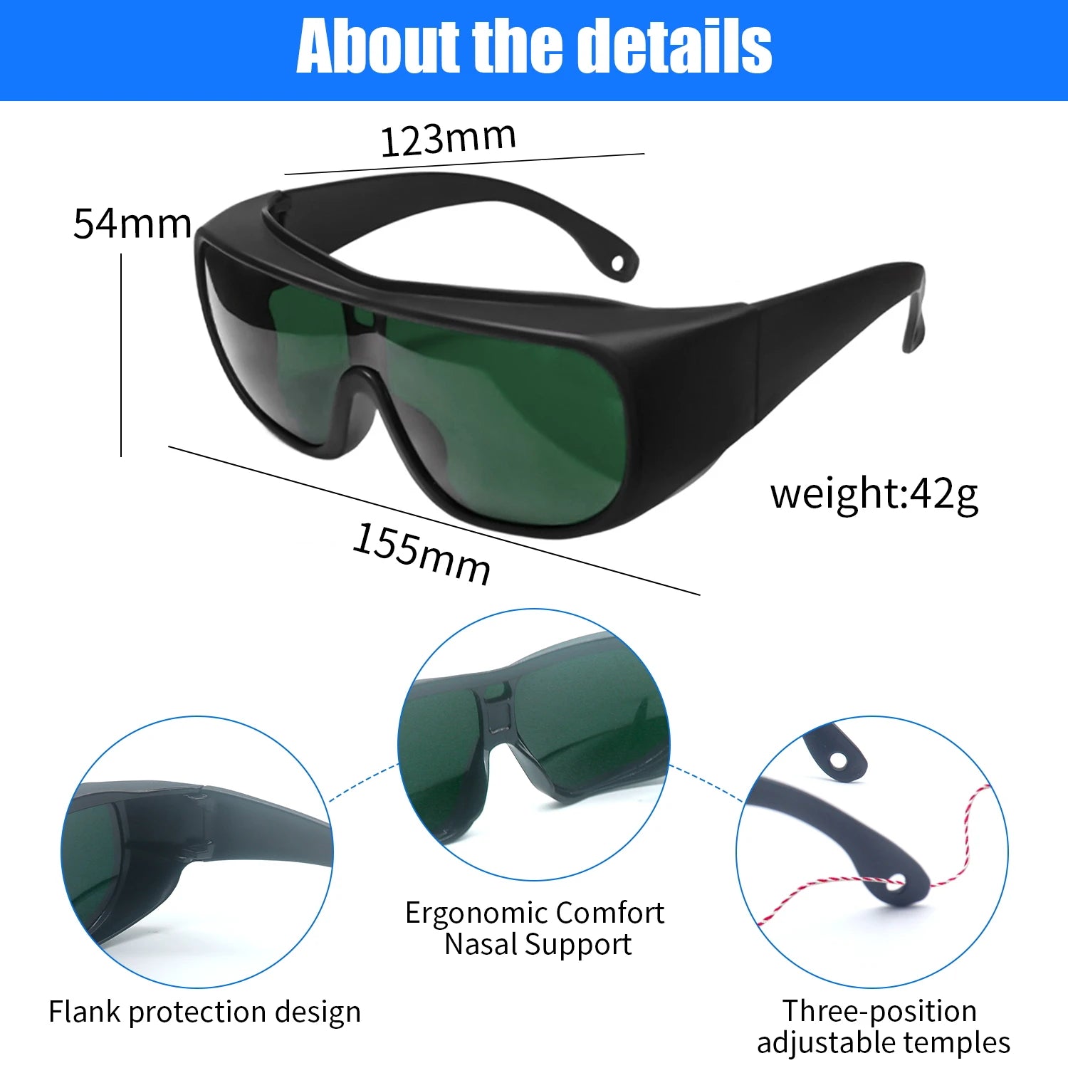 Laser Protection Glasses 10600nm OD6 UV400 - Wide Spectrum