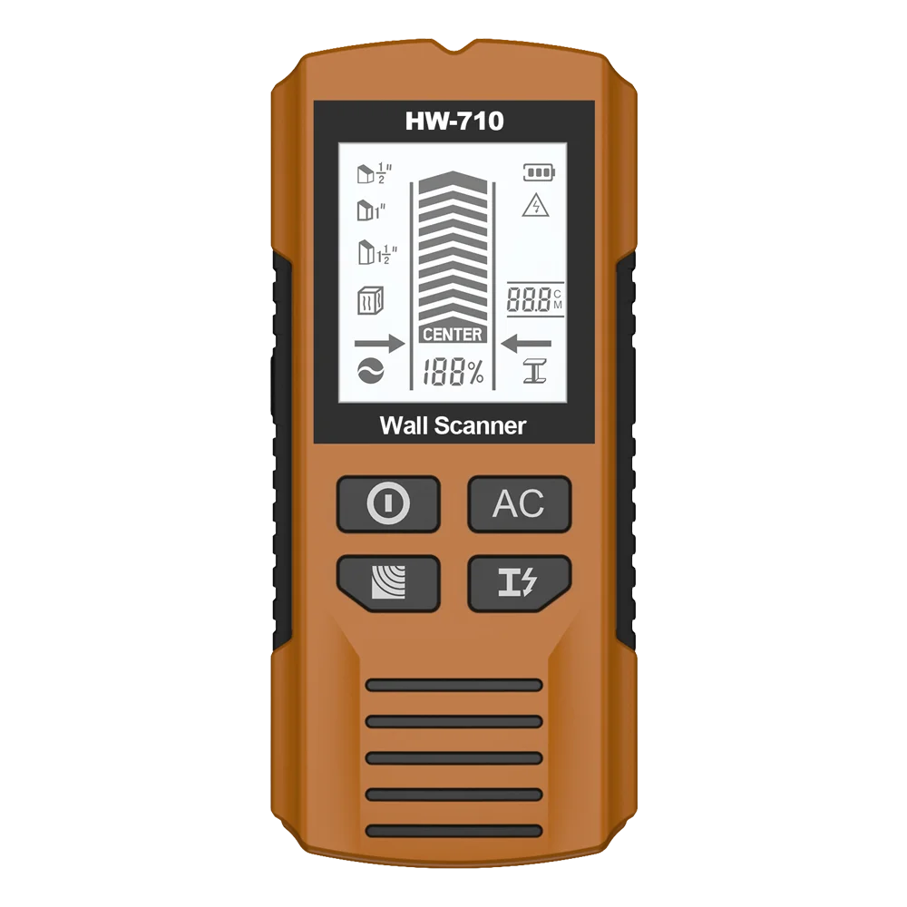 HW-710 6 In 1 Wall Metal Detector &ndash; Detects Studs And Wires Yellow