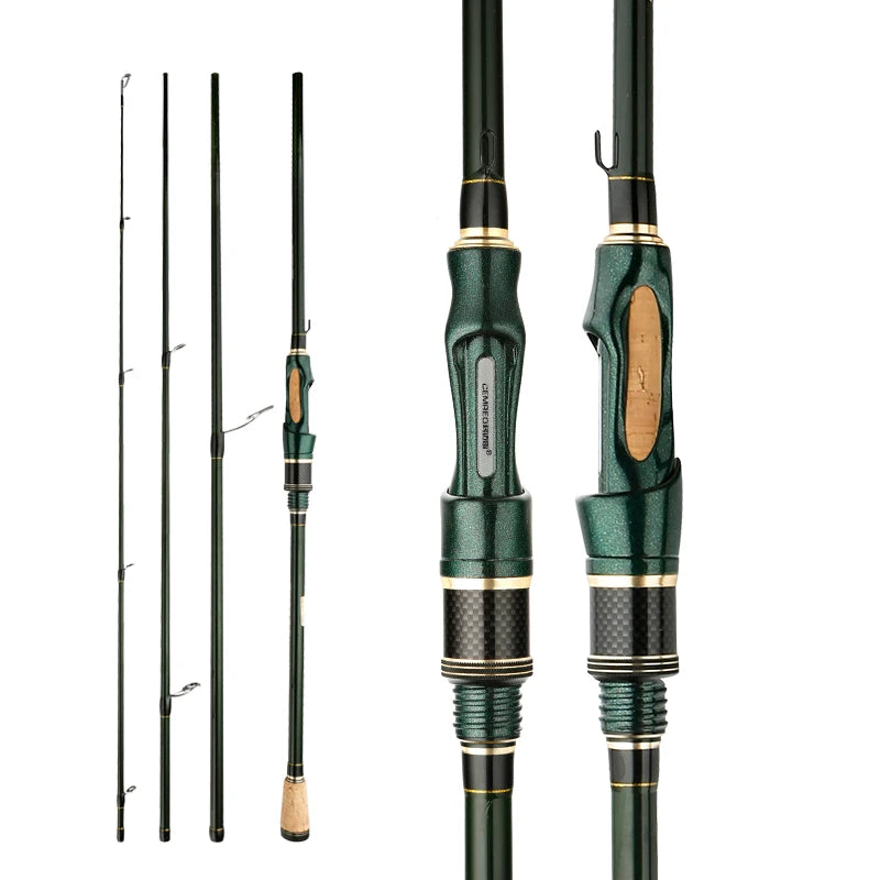 CEMREO Carbon Spinning Casting Fishing Rod - Portable Travel Rods 1.8m/2.1m/2.4m