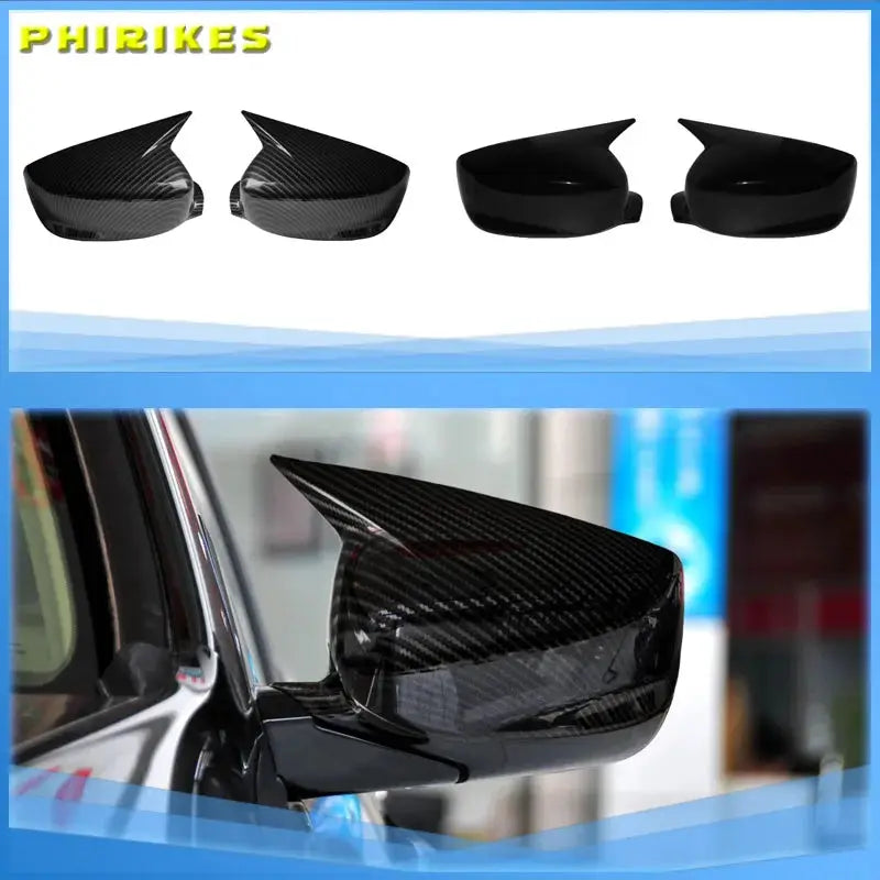 For Honda Accord 8th 2008-2017 Car Reaview Mirror Cover Trim Horn Style Door Sedan Carbon Fiber Style Glossy Black by InterCyprus Trading Ltd
