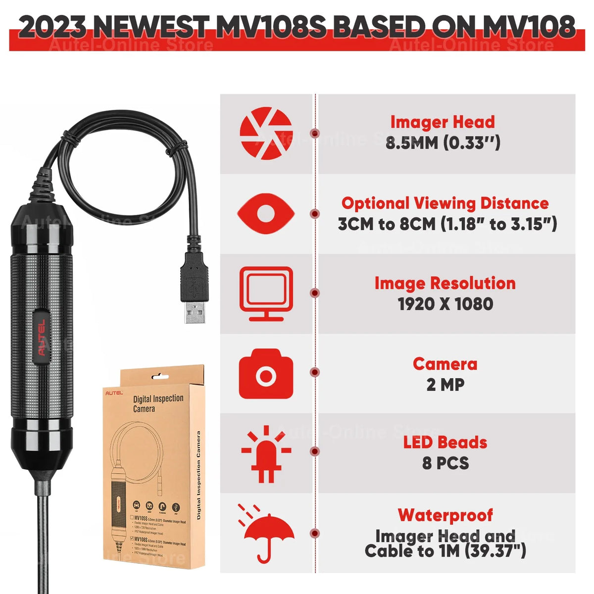 Autel MaxiVideo MV108S &ndash; 1920x1080 Endoscope Camera