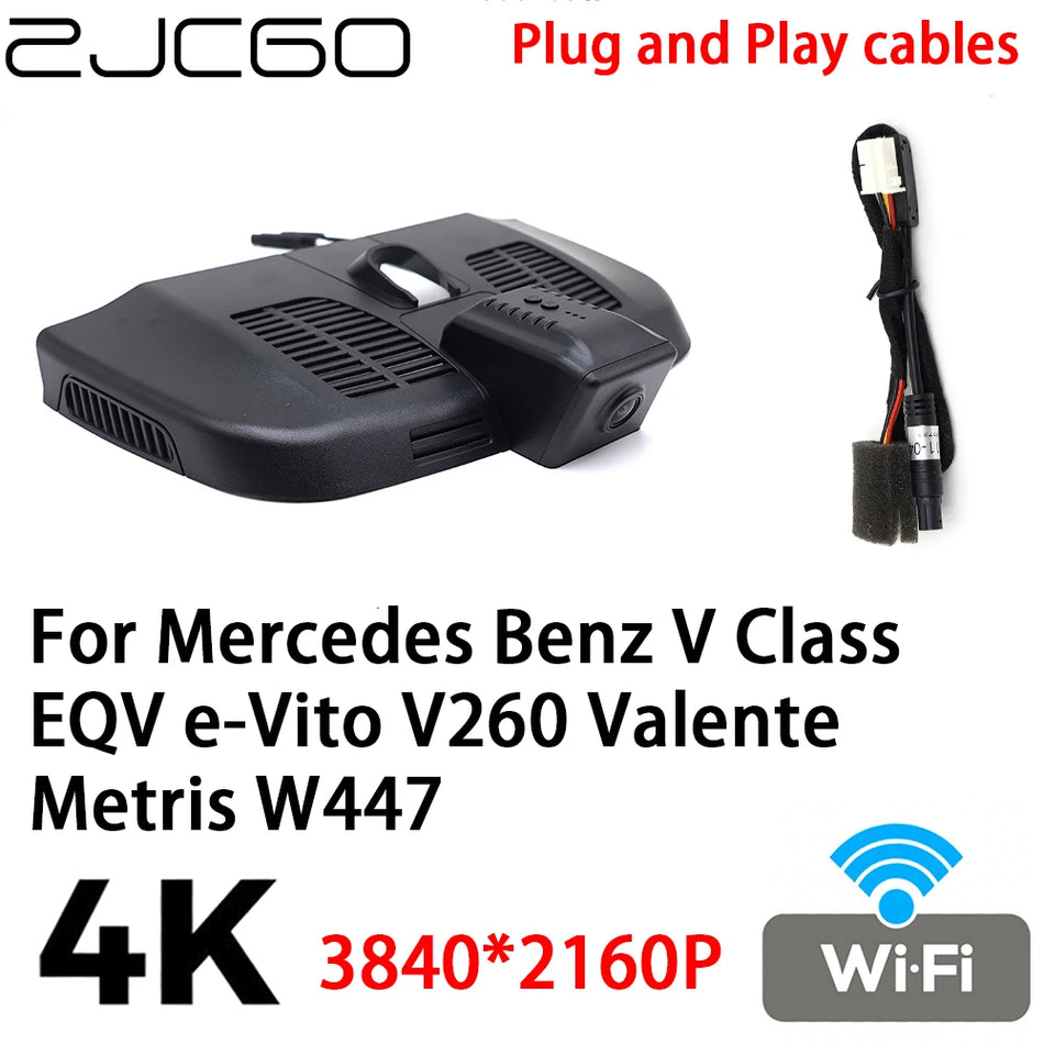 Dash Cam 4K DVR, dvojitá čočka, 2160P přední, 1080P zadní, Plug and Play pro Mercedes V Class