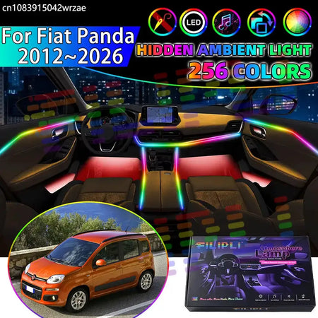 For Fiat Panda 2012~2026 319 MK2 Pandina RGB Car Interior Ambient Lights Strips Breathing Lighting Kit App Control LED strips by InterCyprus Trading Ltd