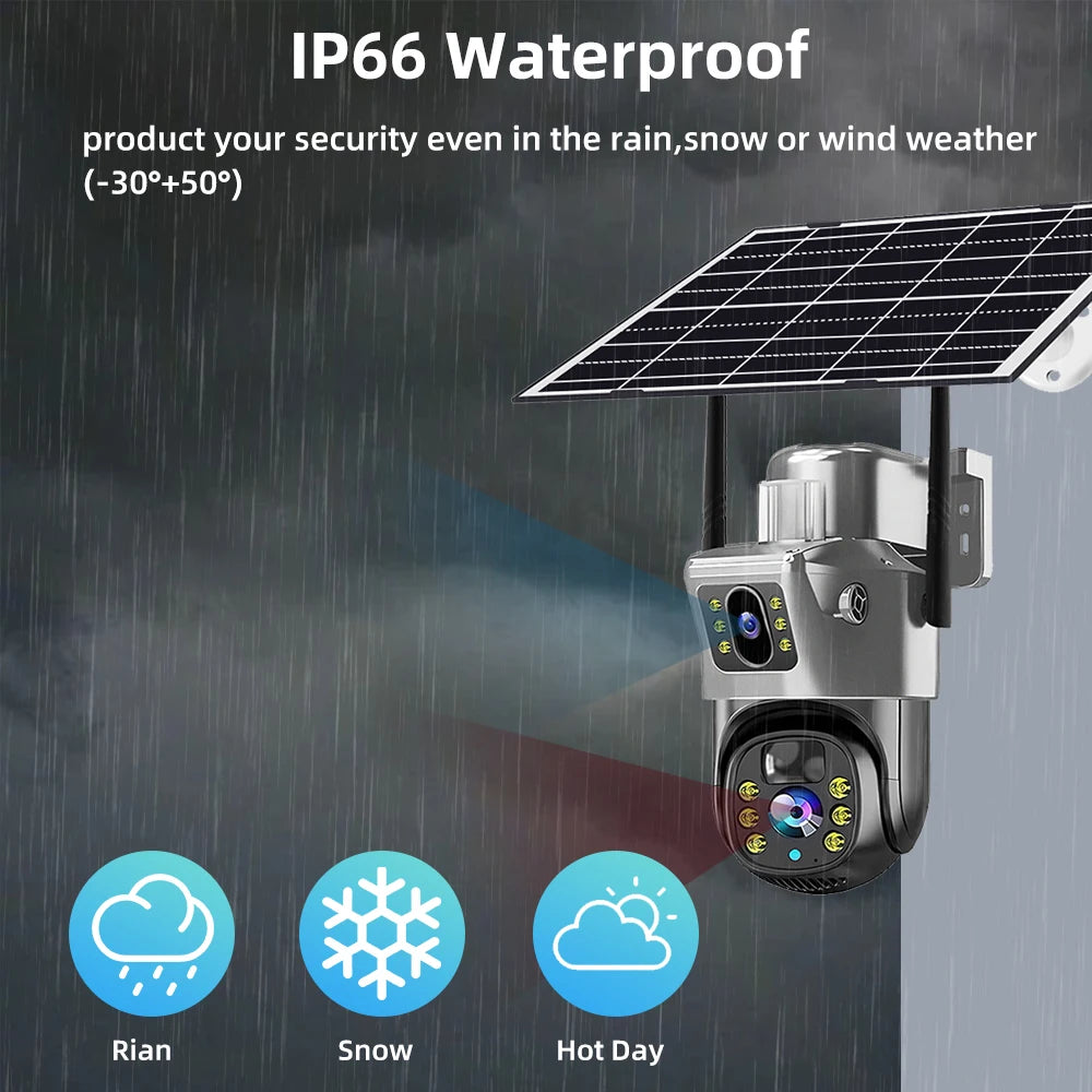 V380 Pro 4G Solar Camera Dual Lenses Outdoor 8MP 4K Low Power Battery IP Camera PIR Night Vision CCTV Security Protection