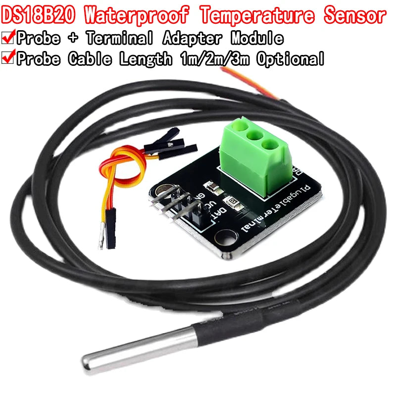 DS18B20 Temperature Sensor Module Kit &ndash; Waterproof Stainless Steel Probe