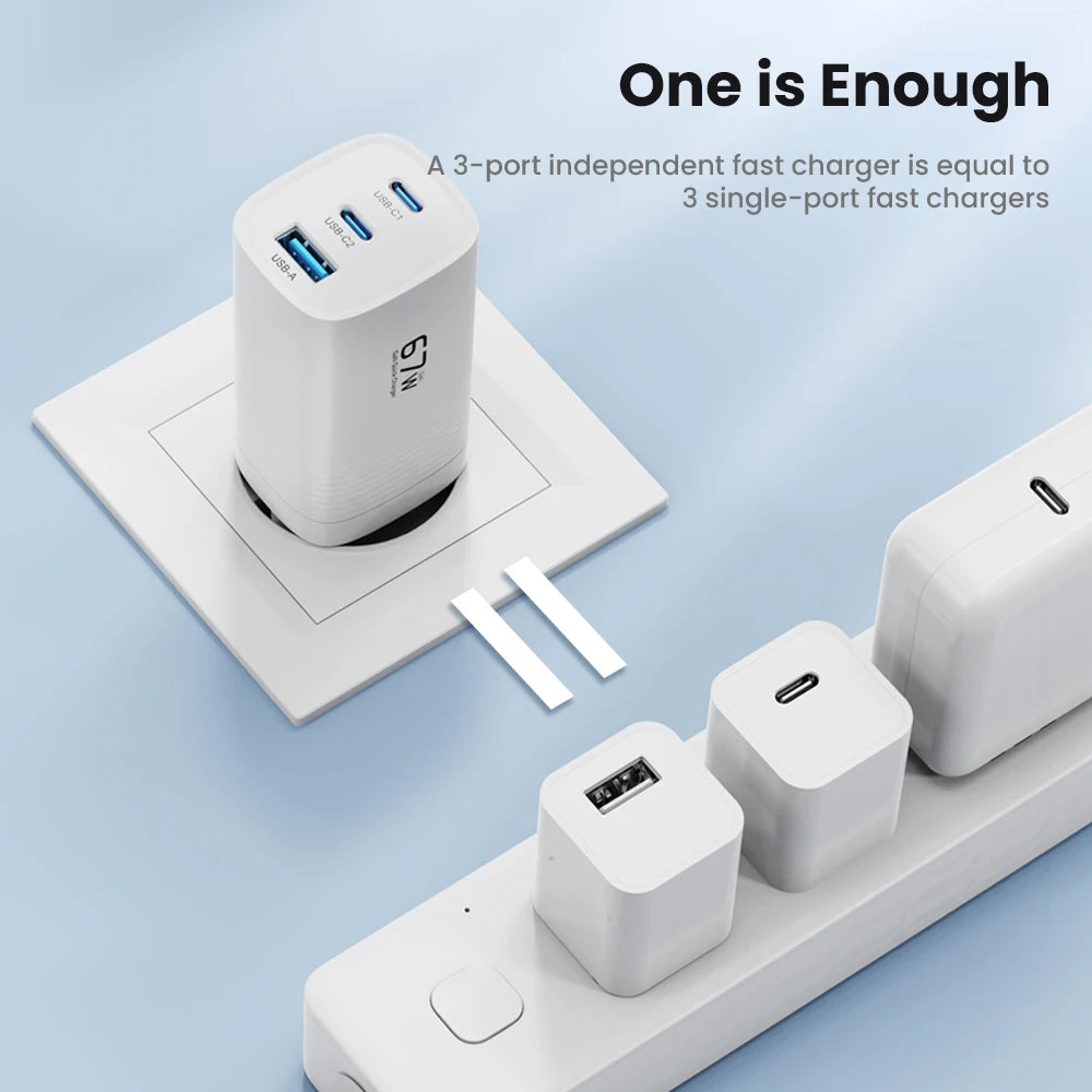 ASOMETECH 67W GaN Fast Charging Charger &ndash; High-Speed Power Delivery