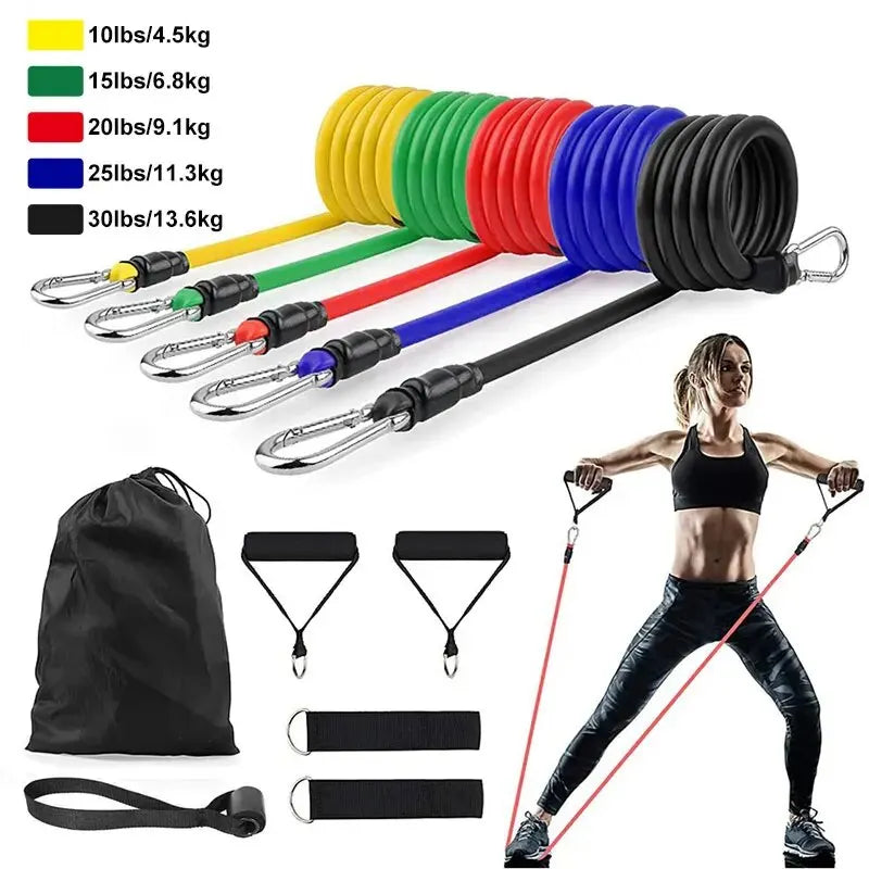 11pcs Resistance Band Set With Rope-Portable Full Body Kit
