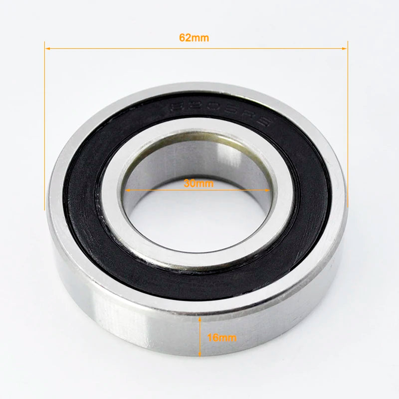 6200 Series Chrome Steel Bearings 2RS &ndash; Grease Lubricated 6206-2RS 30x62x16mm / CHINA / 2Pcs