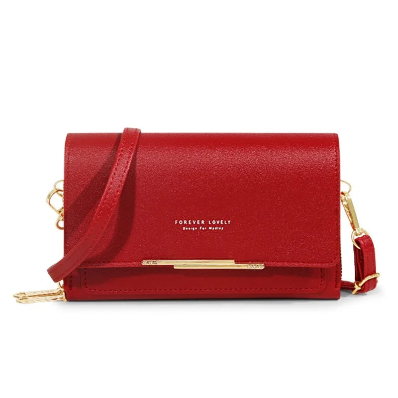 Women's Large Capacity Casual PU Wallet - Multi Card Shoulder Bag red