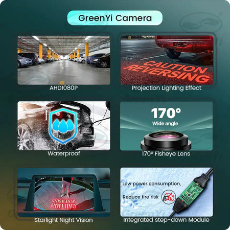 GreenYi AHD Laser Projection HD Car Rear View Camera 170° Fisheye Lens Full HD Night Vision Waterproof Universal Backup Camera by InterCyprus Trading Ltd