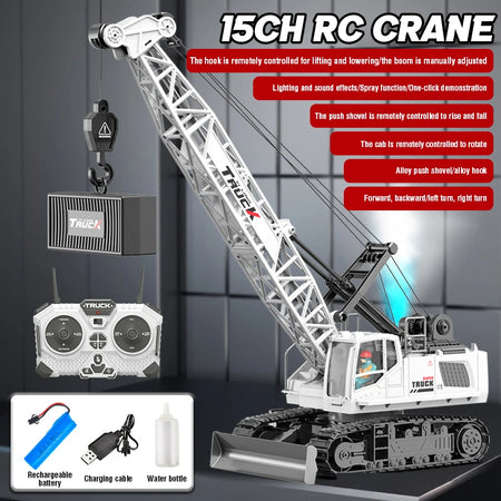 Laege Rc Truck 15Ch &ndash; Remote Control Alloy Arm Crane 45CM 15CH white