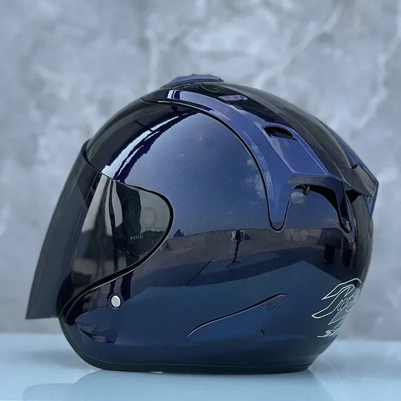 2024 Ram4 Dark Blue Open Face Motorcycle Helmet for Men and Women