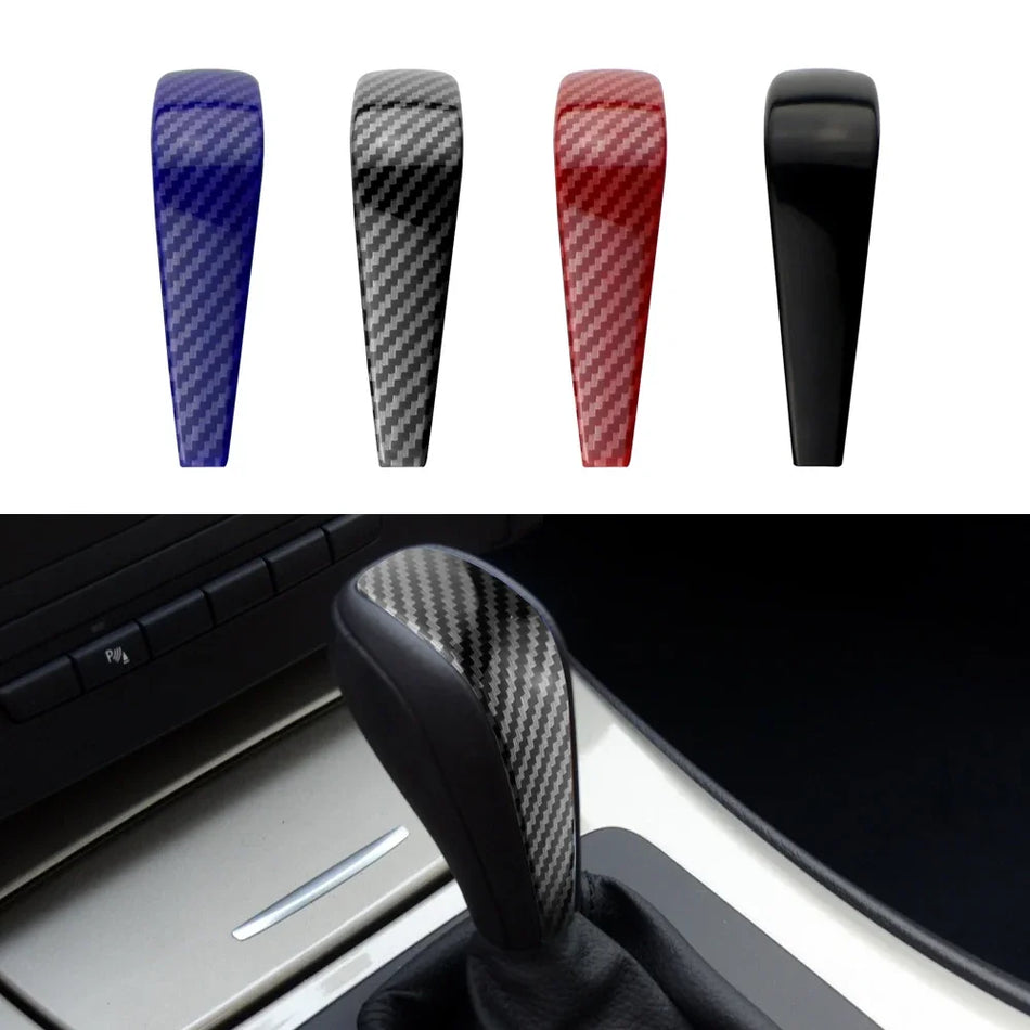 Shift Knob Cover for BMW 3 Series E90 E91 E92 E93 Chrome ABS Carbon Fiber Trim 2006-2012