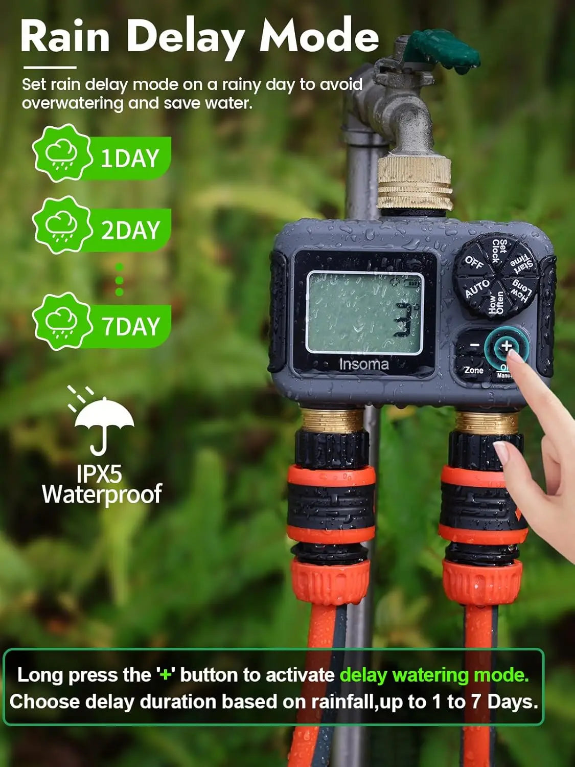 Insoma Smart Irrigation Watering System - Dual Outlets &amp; Automatic Timer