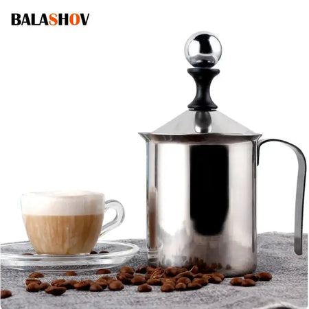 800ml Stainless Milk Frother With Double Mesh Cappuccino