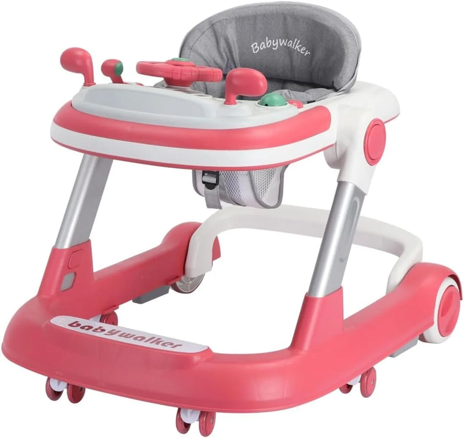 2 in 1 Baby Walker with Removable Feeding Tray and Music Tray, Push Walker