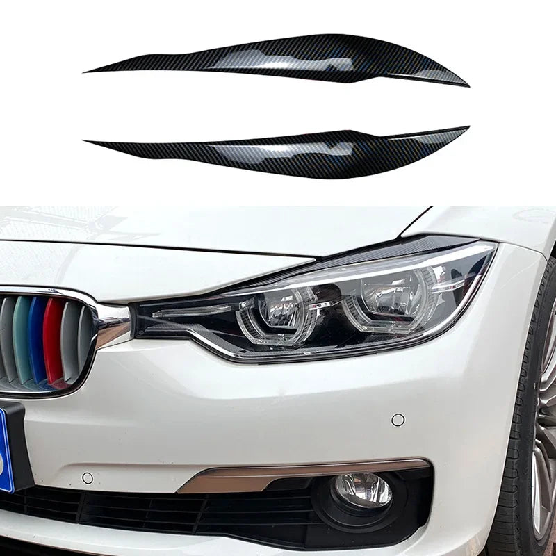 Wykończenie powiek reflektora do BMW F30 Seria 3 2012-2018 włókno węglowe brwi dla 320i 325i 316i