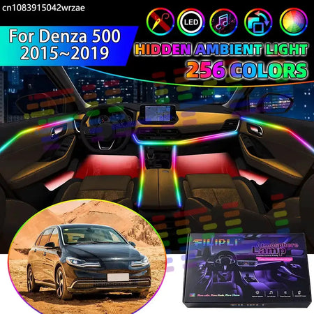 For Denza 500 2015~2019 EV 400 RGB Car Interior Ambient Lights Strips Breathing Lighting Kit App Control LED strips Auto Parts by InterCyprus Trading Ltd