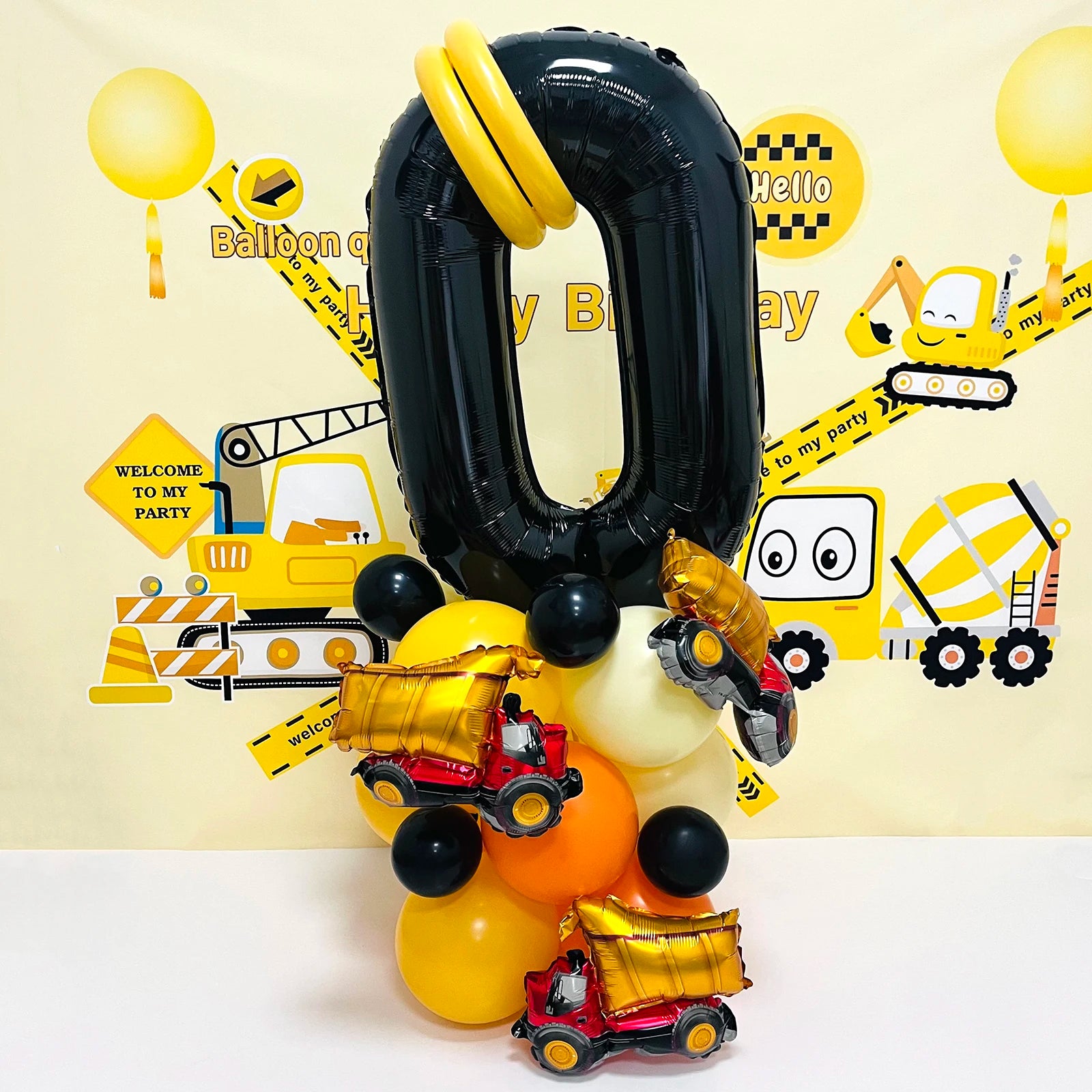 31pcs/set, 32inch Construction Theme Age Number Truck ExcavatorTower With Black Balloon Birthday Party Decorations Supplies 0 years old / 32inch / excavator