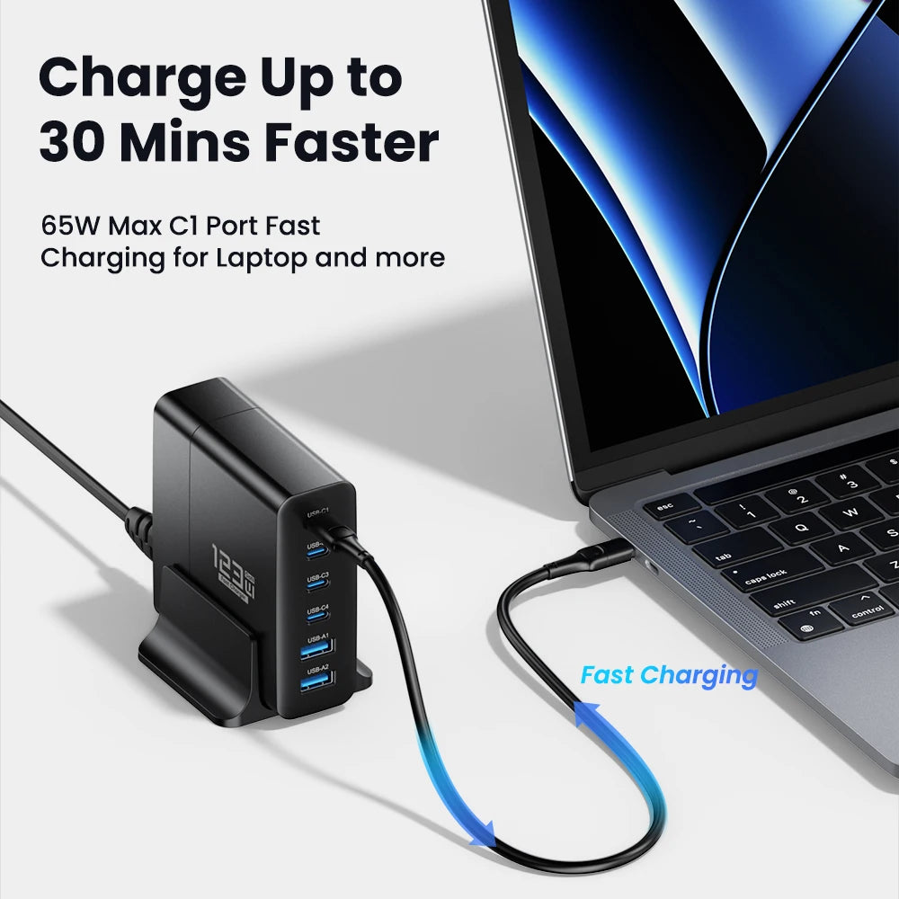 ASOMETECH 123W GaN USB C Fast Charger &ndash; Multi Port Quick Charging