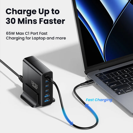 ASOMETECH 123W GaN USB C Fast Charger &ndash; Multi Port Quick Charging