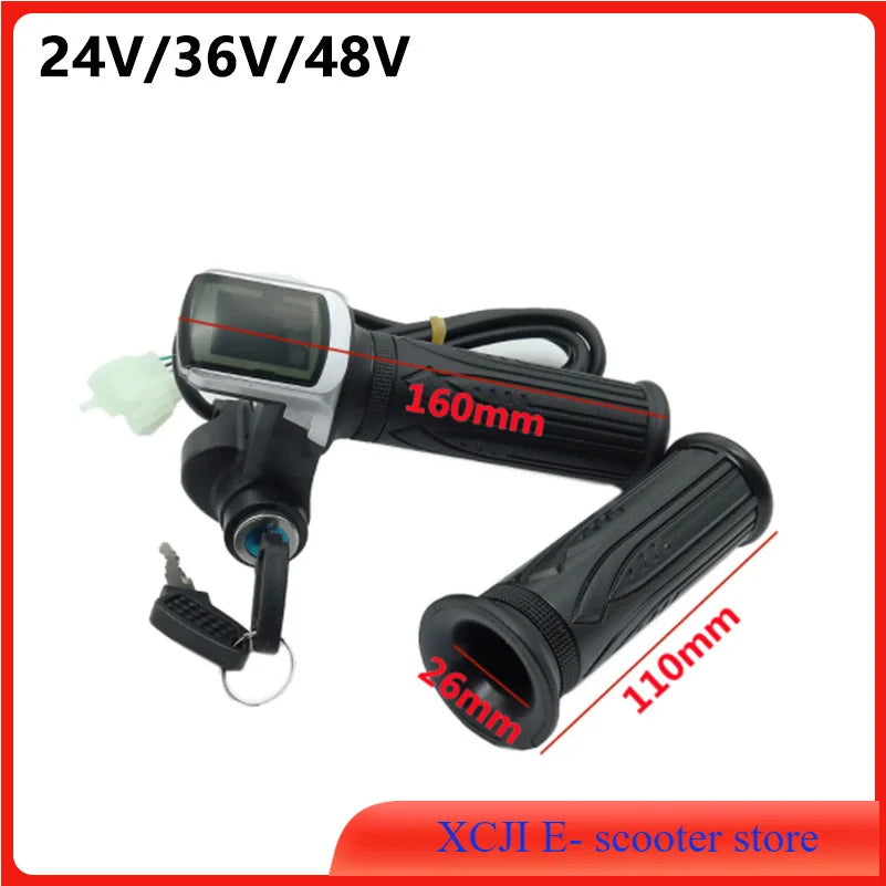 Versatile LCD Throttle Display with Key Lock for E-Bikes and Scooters