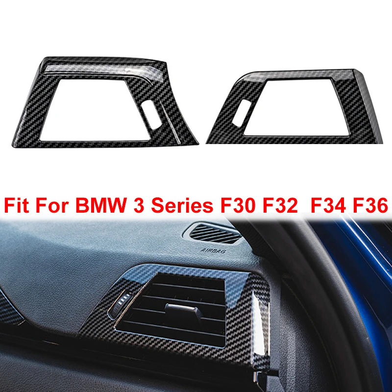 BMW 3/4 Serisi Ön Merkez Hava Ventleri için Havalandırma Çerçevesi Trim Karbon Fiber Görünüm 2 Parça Set