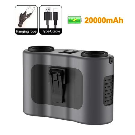 20000mAh Waist Clip Fan &ndash; Ultra Portable Outdoor Cooling grey
