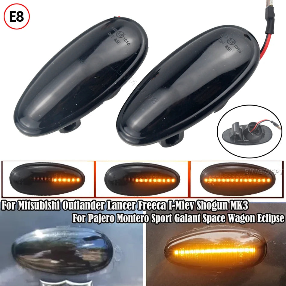 LED Dynamische Seitenmarkierungslichter Blinker für Mitsubishi Lancer 8, Montero 3