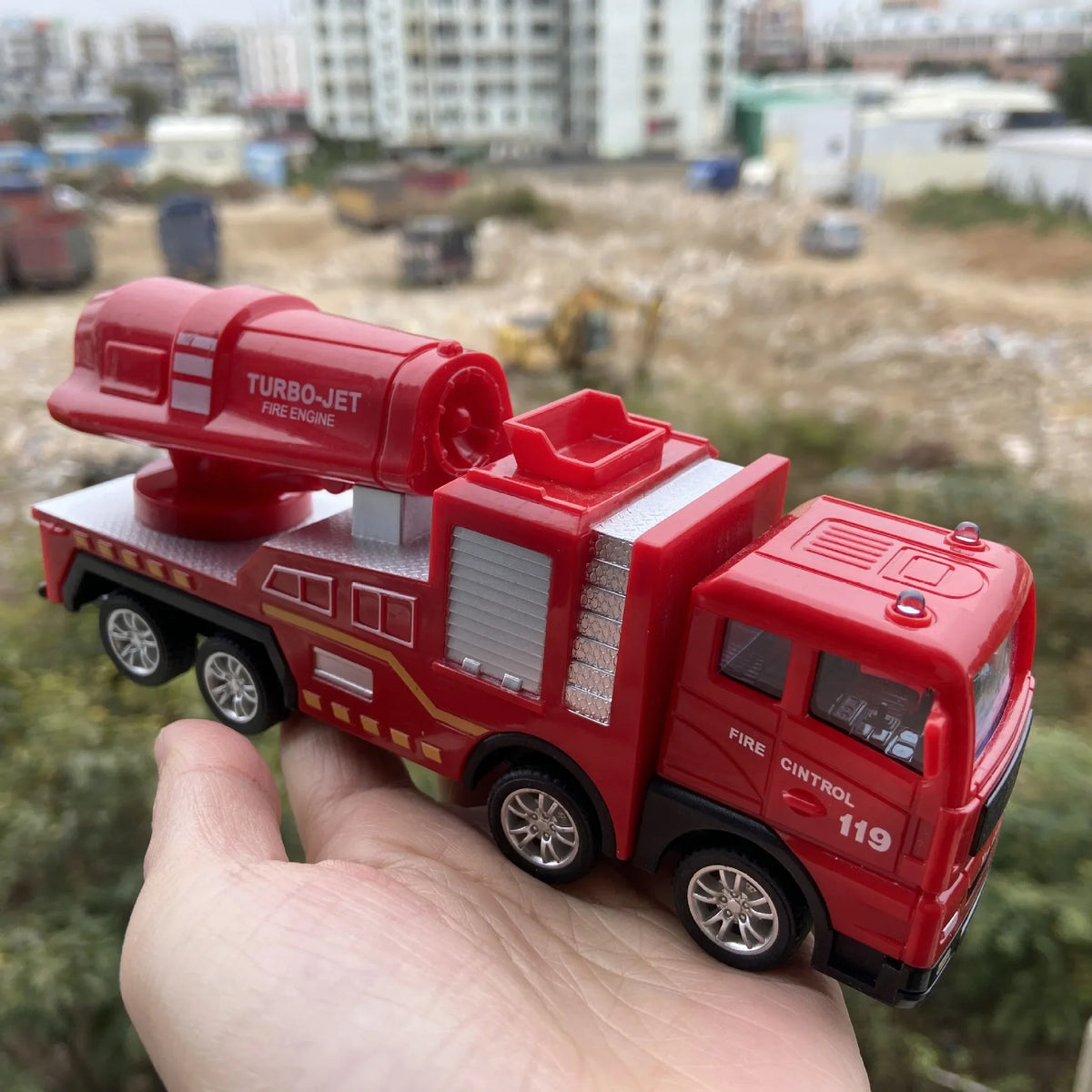 Inertia Fire Truck Toy &ndash; Realistic Pull Back Ladder Action