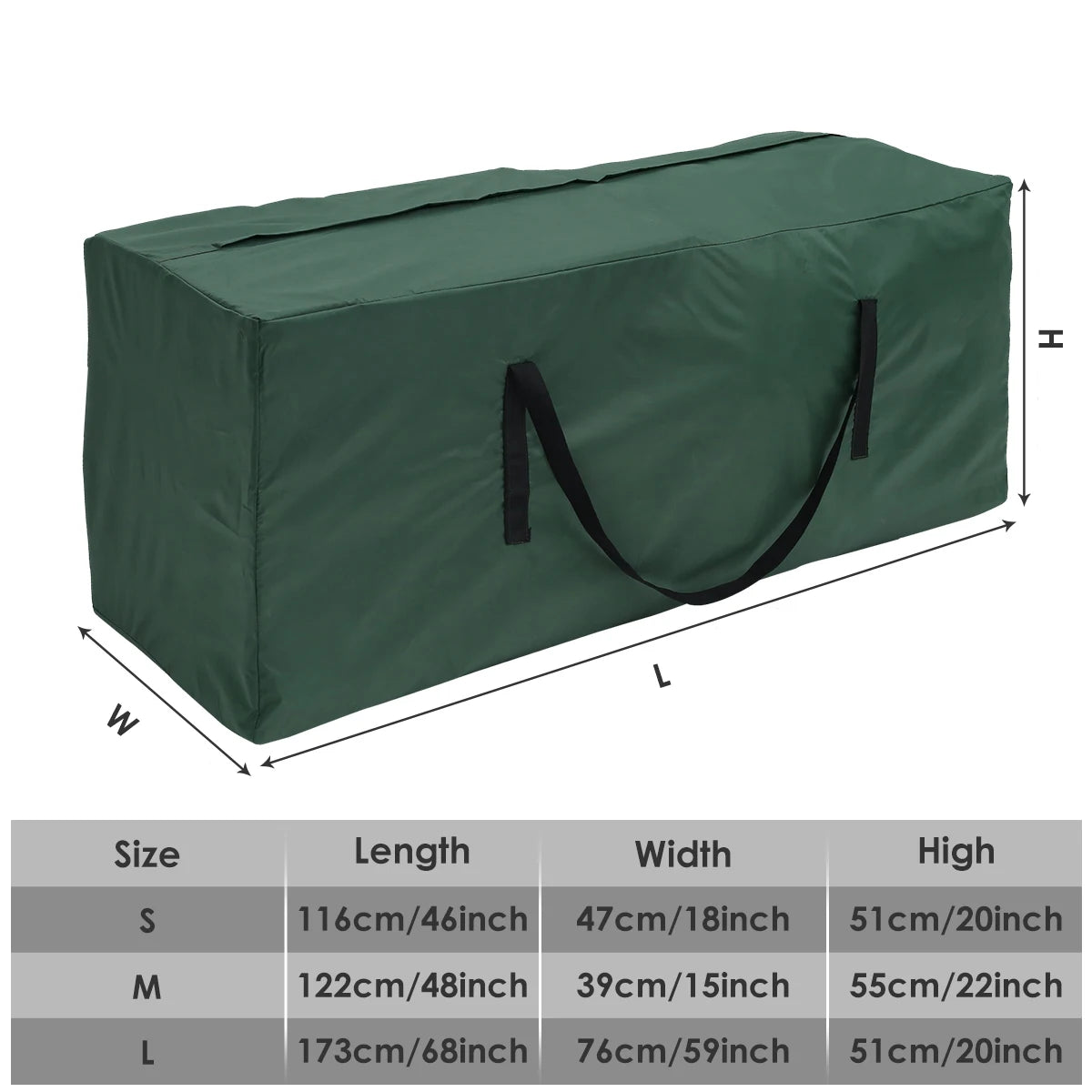 Large Capacity Waterproof Cushion Storage Bag - Outdoor Furniture Protection Cover green / 122x39x55cm